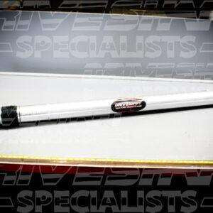 Automatic 3.5” aluminum slip shaft for 2014-17 Chevy SS, featuring a polished silver finish and black hardware.