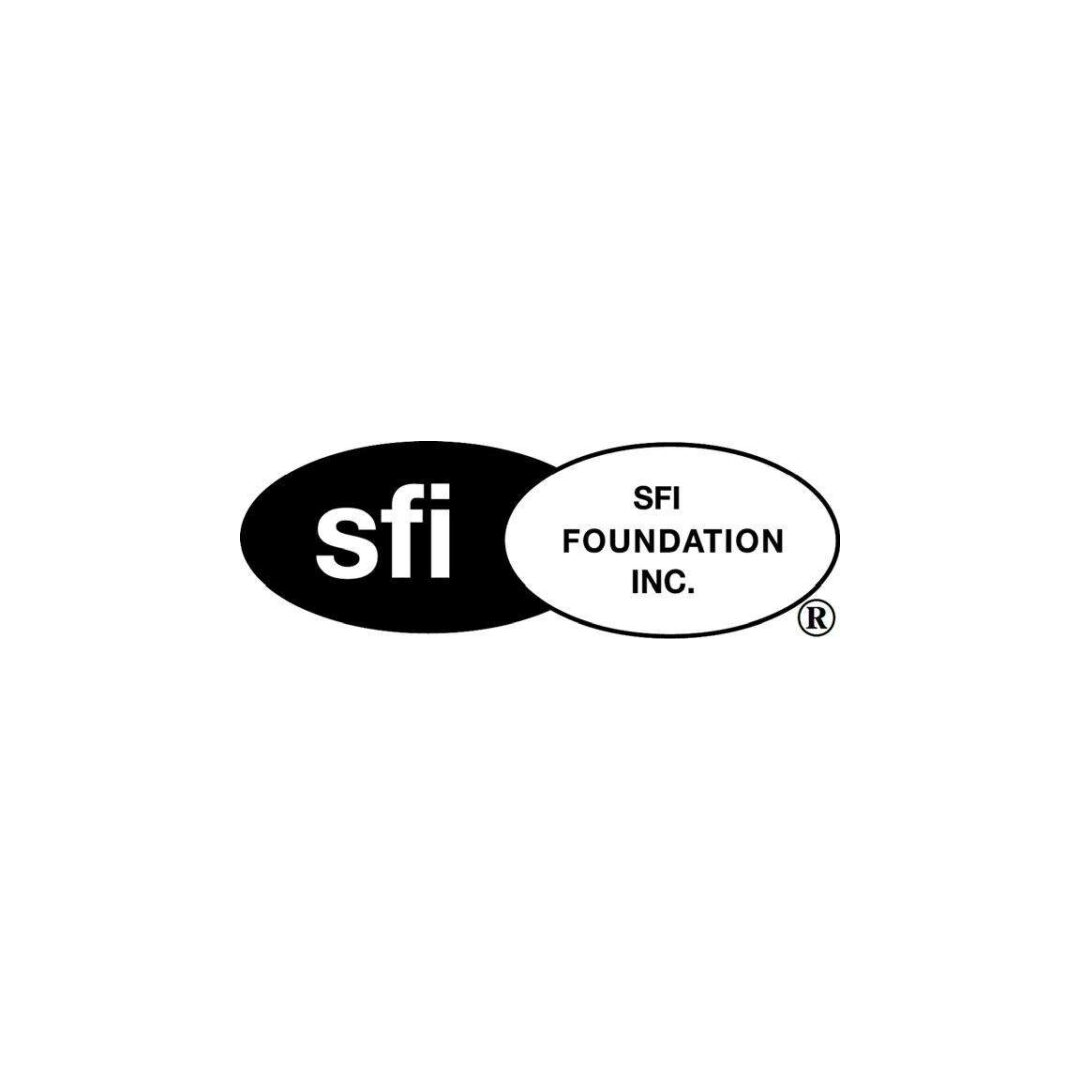 SFI Foundation logo featuring "sfi" in bold black text on a white background, accompanied by "SFI FOUNDATION INC." in an oval.